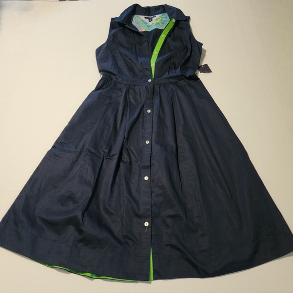 Tommy Hilfiger Navy Blue Sleeveless Midi Dress Size 2 - Picture 2 of 10